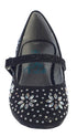 Swea Pea & Lilli Little Girls Black Glitter Floral Stud Flat Shoes 5-10 Toddler - SophiasStyle.com